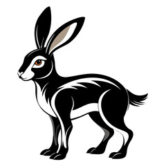 Rabbit hare black silhouette vector Illustration For abstract logo, Black and white Arabian Hare Silhouette