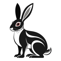 Rabbit hare black silhouette vector Illustration For abstract logo, Black and white Arabian Hare Silhouette