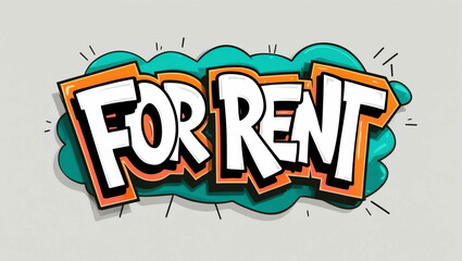 for rent graffiti lettering illustration design on plain white background