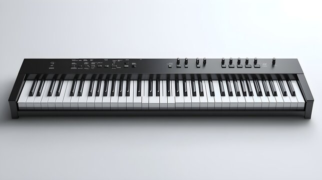 Realistic high-resolution image of a digital music keyboard with illuminated keys