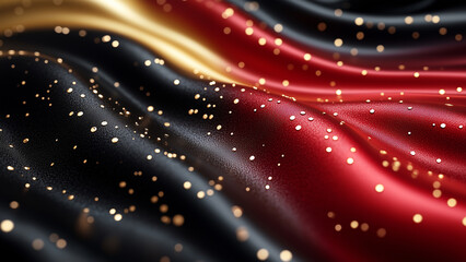 Obraz premium Luxe Radiance: Black, Gold, and Red with Smooth Reflections