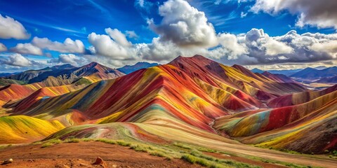 Peru's Rainbow Hills present a breathtaking display of vibrant colors and distinctive geological formations, showcasing