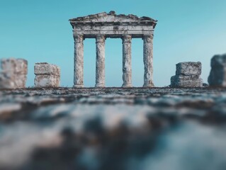 Fototapeta premium Ruins of a Roman temple with a cracked altar