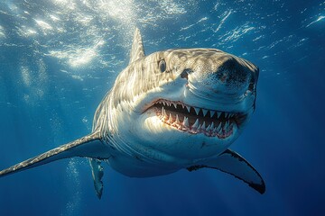 Vivid Underwater Predator in Action: A Ferocious Display of Nature's Beauty and Power