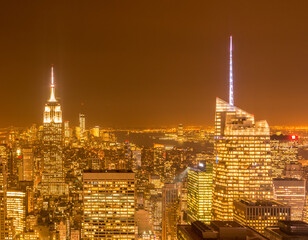 View of New York Manhattan during sunset hours