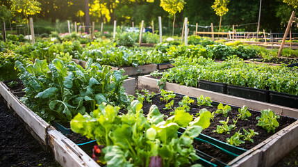 Food Security: "Community gardens providing fresh produce to ensure food security and sustainability