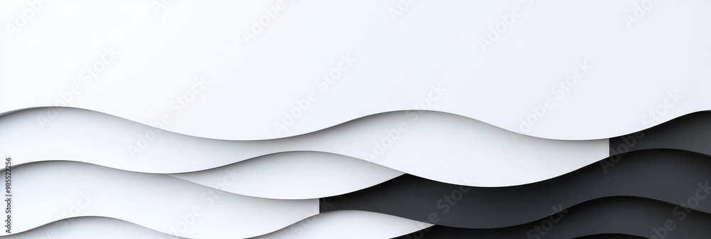 Wall mural Abstract background with white and black waves.