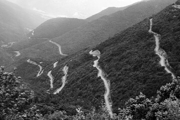 winding road up a mountain in Vercors in France
