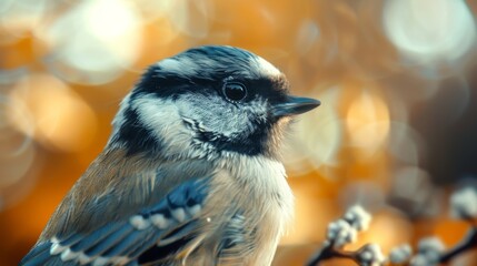 Nature wildlife image of bird standing on tree branch.