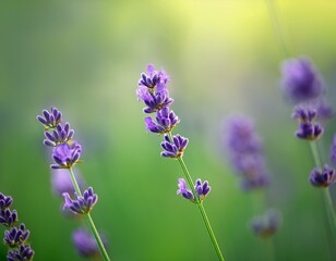 Obraz premium Lavender flowers - Sunset over a summer purple lavender field . Bunch of scented flowers in the lavanda fields of the French Provence near