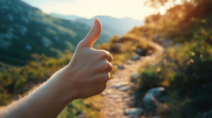 Positive Gesture in Nature's Embrace