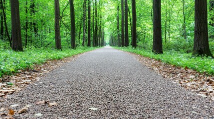Obraz premium Peaceful Forest Pathway Surrounded by Lush Greenery