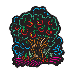 apple tree illustration agriculture symbol concept