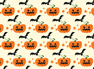 halloween pumpkins  cartoon cute with  pattern  characters, cartoon ghost ,bat print for wrapping paper