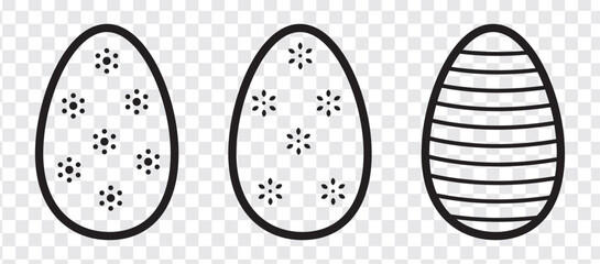 Easter Eggs collection.Set of Easter eggs simple line icons. Vector icons of eggs with ornament in flat design.