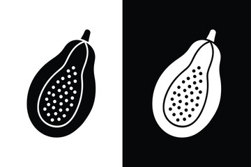 Minimalist Papaya Icon. Flat Silhouette Vector Illustration