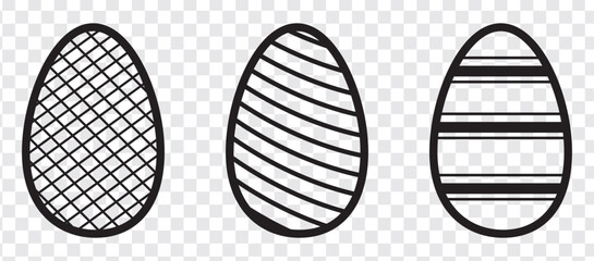 Easter Eggs collection.Set of Easter eggs simple line icons. Vector icons of eggs with ornament in flat design.