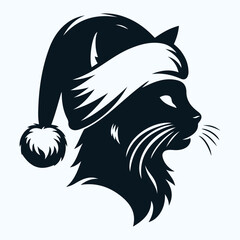 Cat Wearing Santa Hat Silhouette illustration