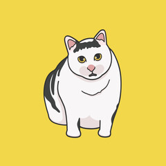 Chubby Cat Meme Sticker Cute Illustration