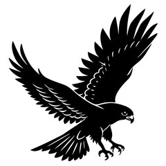 Diving Hawk Silhouette with Extended Claws Black Vector Art