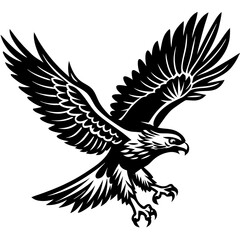 Diving Hawk Silhouette with Extended Claws Black Vector Art