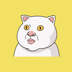 Weird Face Cat Meme Sticker Cute Illustration