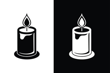Candle silhouette template black white color editable. Candle silhouette icon for religion commemorative and party