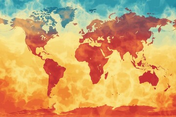 Obraz premium Global Heat Map Illustrating Climate Change Effects