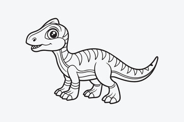 Fototapeta premium Black line art of a DINO for kids coloring book in white background