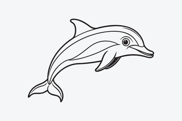 Obraz premium Black line art of DOLPIN T for kids coloring book in white background