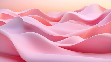 Abstract pink wavy landscape with soft curves