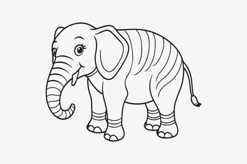 Fototapeta premium Black line art of ELEPHENT T for kids coloring book in white background