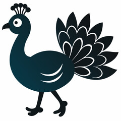 Peacock Silhouette with Flowing Tail Vector Art