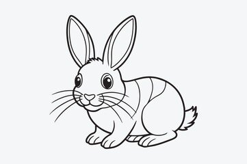Obraz premium Black line art of a RABBIT for kids coloring book in white background