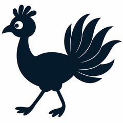 Peacock Silhouette with Flowing Tail Vector Art