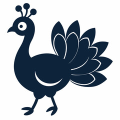 Peacock Silhouette with Flowing Tail Vector Art