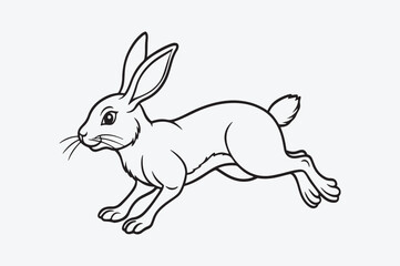 Obraz premium Black line art of a RABBIT for kids coloring book in white background