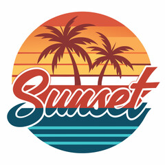 Fototapeta premium Vibrant Sunset Summer Beach Logo Design, Creative Sunset Summer Beach Logo,Sunset Summer Beach Logo Ideas,Eye-Catching Sunset Beach Logo,Custom Sunset Summer Beach Logo