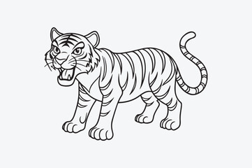 Fototapeta premium Black line art of a TIGER for kids coloring book in white background