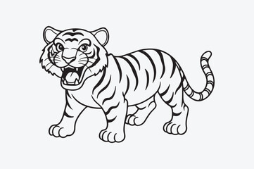 Fototapeta premium Black line art of a TIGER for kids coloring book in white background