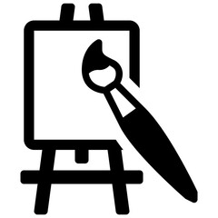 paintbrush painting art on easel solid icon