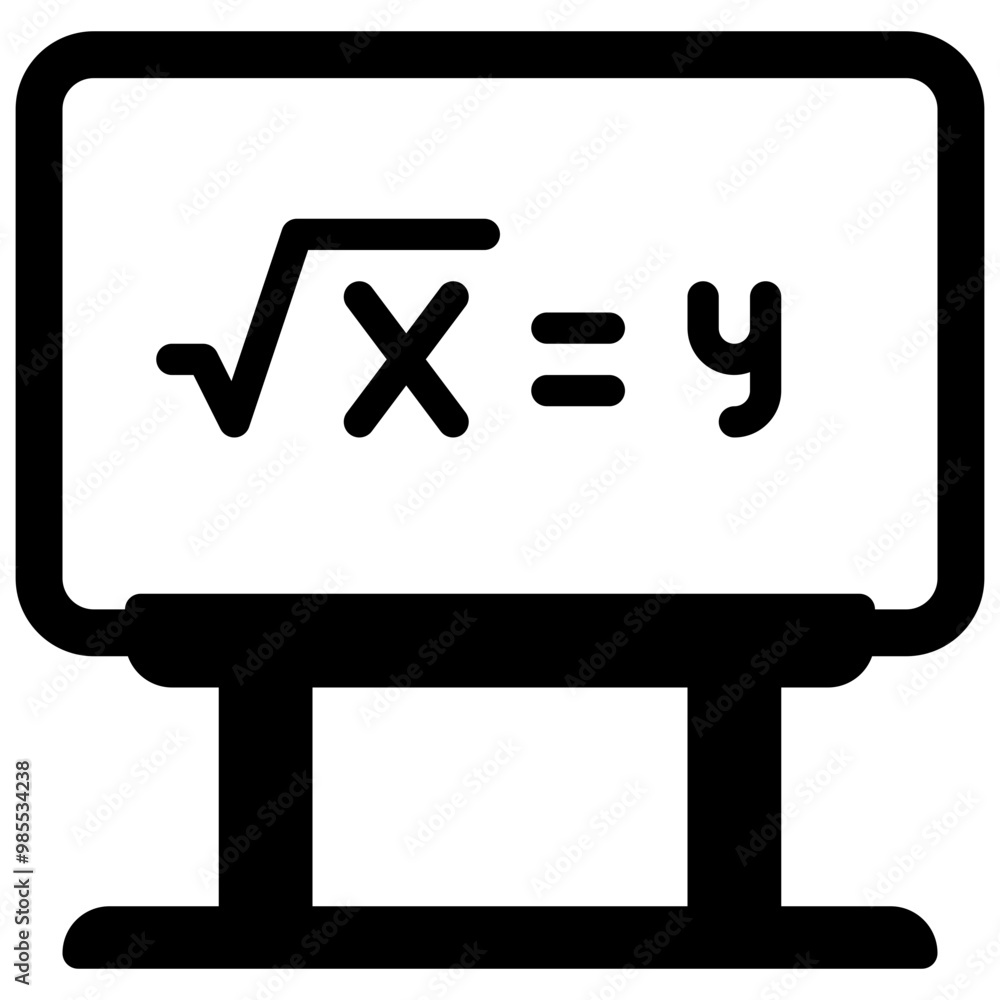 Sticker math teaching on whiteboard solid icon