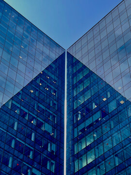 Modern architecture. skyscrapers. Office buildings. Glass silhouettes of skyscrapers