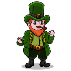Cartoon leprechaun with smoking pipe