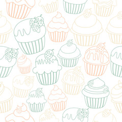 Cute Colorful Cupcakes Pattern
