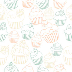 Cute Colorful Cupcakes Pattern