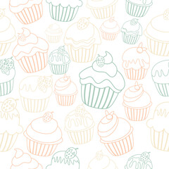 Cute Colorful Cupcakes Pattern