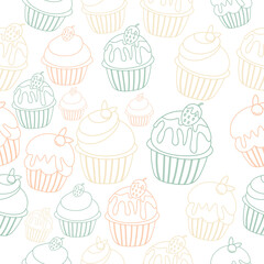 Cute Colorful Cupcakes Pattern