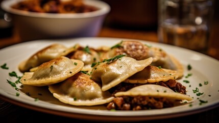 A Plate of Golden Brown Pierogies