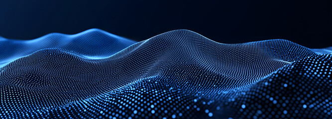 Fototapeta premium Abstract technology background in a curve shape like a water wave with dots and lines
